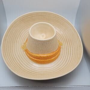 Vintage Metlox California USA Hat Sombrero Chip and Dip Dish MCM Cinco De Mayo